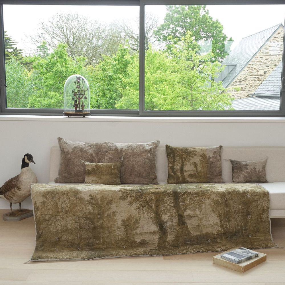 Bed linens - Campagne Ananbo Printed Linen Bed End 90X20 Cm Campagne Olive - EN FIL D'INDIENNE...