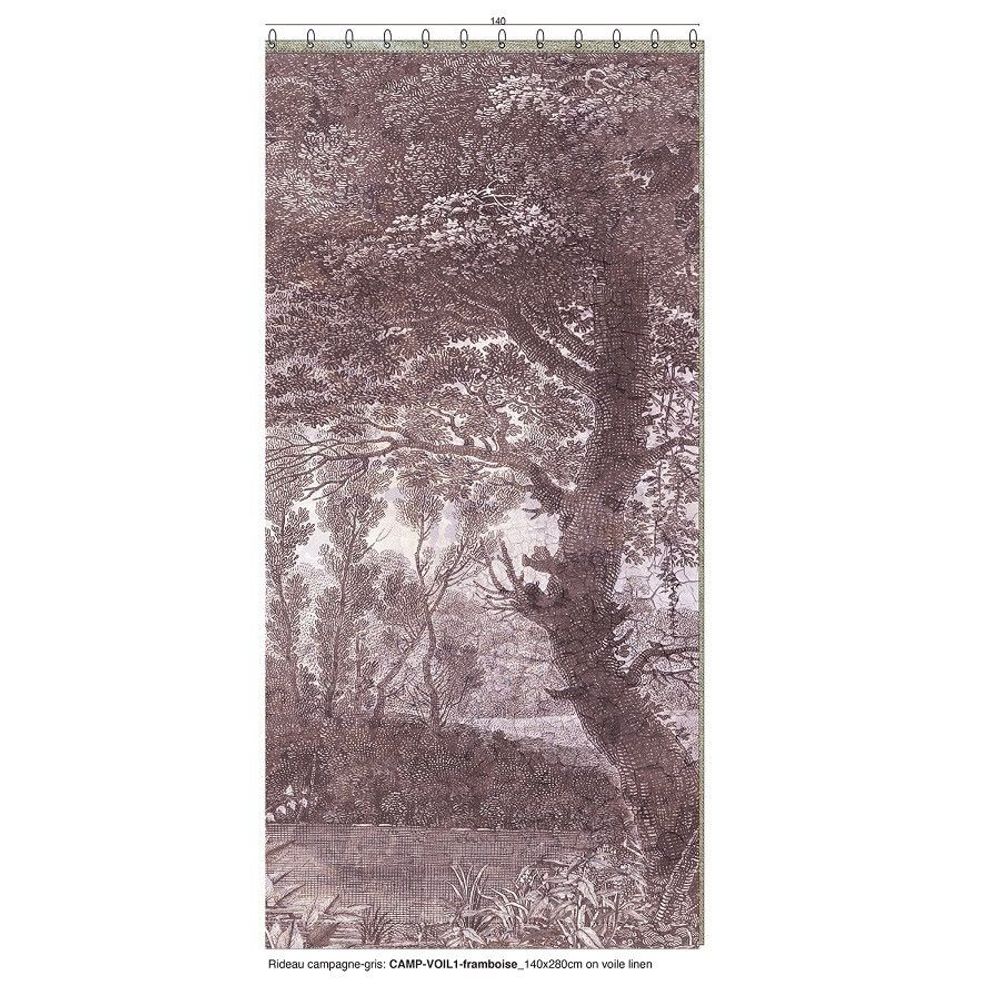 Curtains and window coverings - Campagne Linen Voil N 1 Printed Ananbo 140X280 Cm - Left Curtain Campagne Frambo - EN FIL D'INDIENNE...