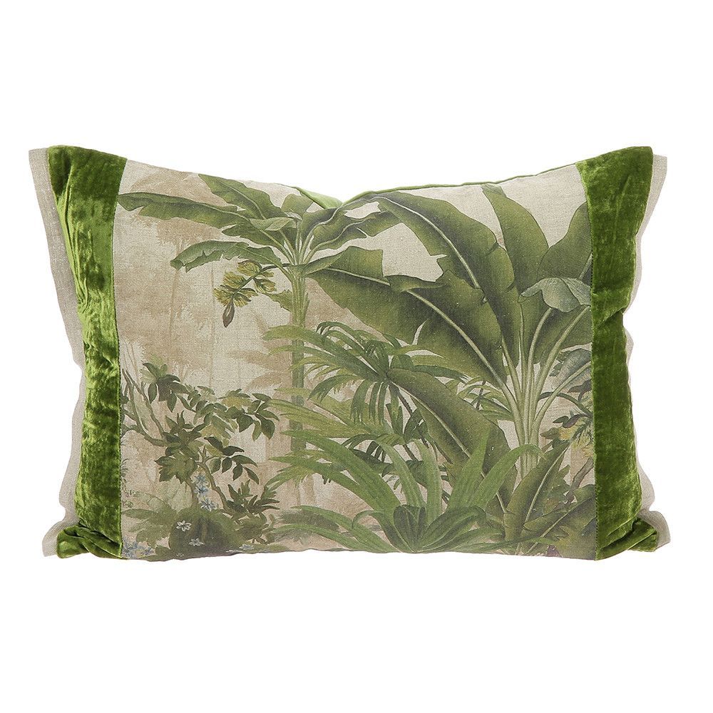 Fabric cushions - COCHIN Ananbo multicolored printed linen cushion cover 40x55 cm Avocat - EN FIL D'INDIENNE...
