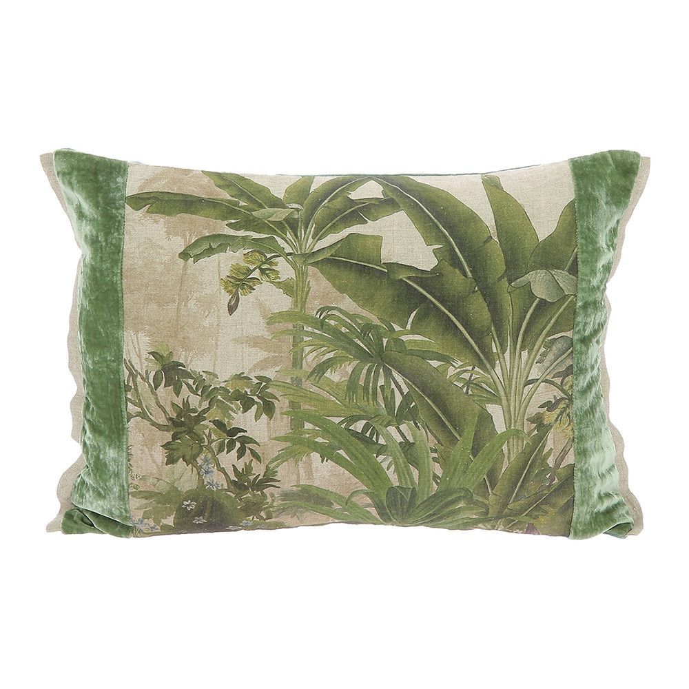 Coussins textile - COCHIN Housse de coussin en lin imprimé multicolore Ananbo 40x55 cm Céladon - EN FIL D'INDIENNE...