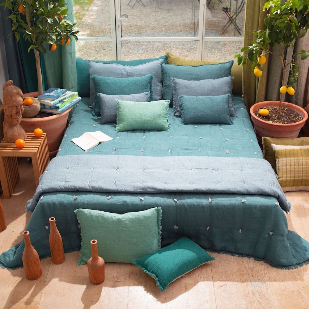 Throw blankets - Etamine Quilt 220X240 Cm Etamine 2 Paon - EN FIL D'INDIENNE...