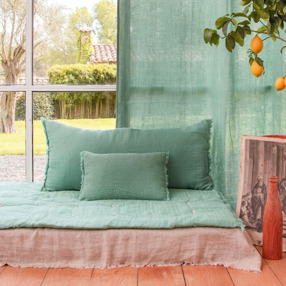 Coussins textile - ETAMINEE Housse de coussin 45x100 cm - EN FIL D'INDIENNE...