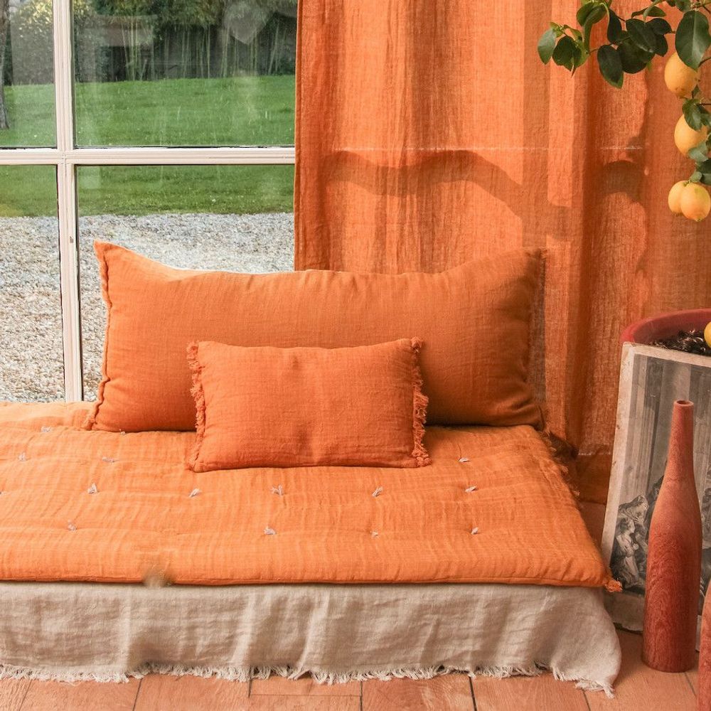 Coussins textile - ETAMINEE Housse de coussin 45x100 cm - EN FIL D'INDIENNE...