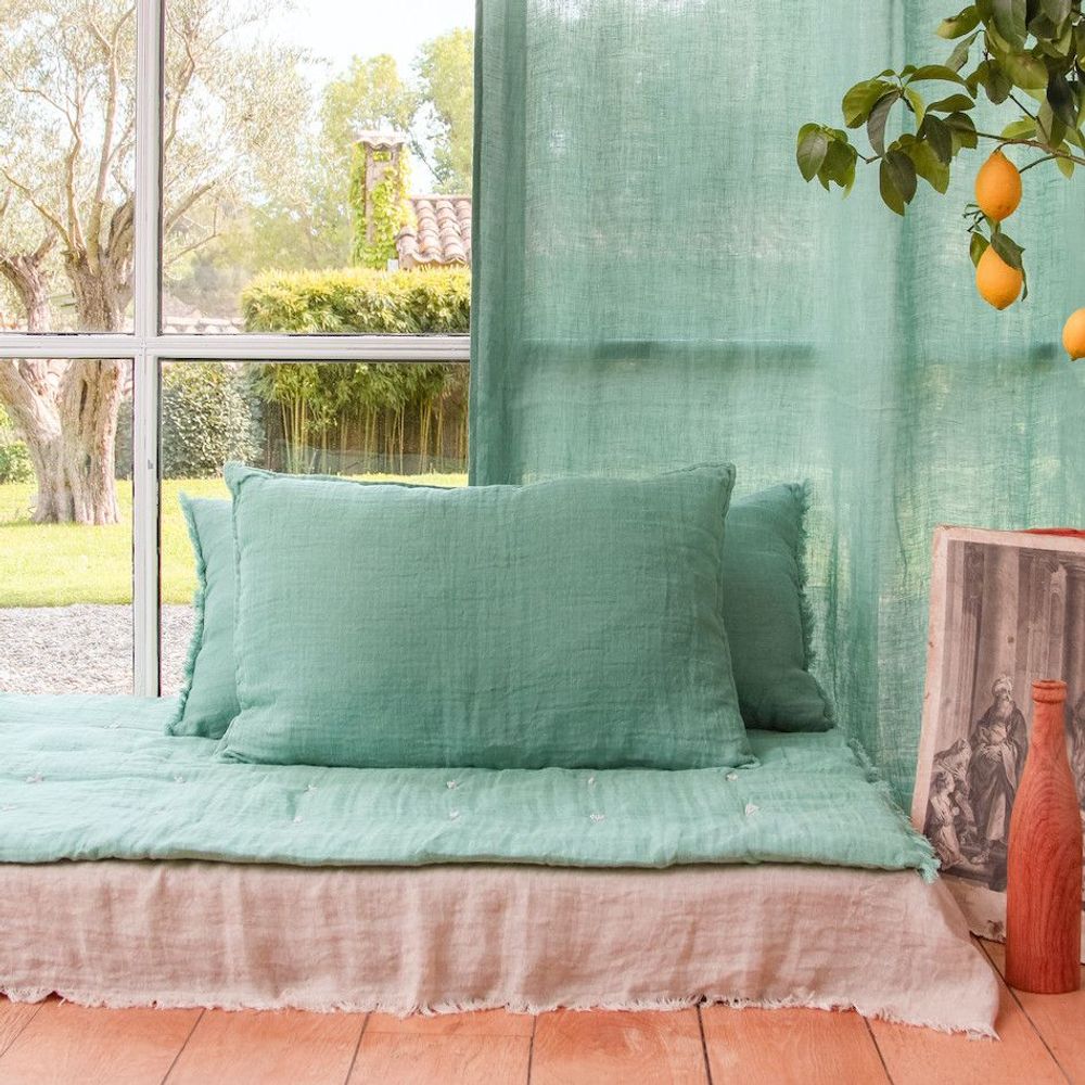 Coussins textile - ETAMINE Housse de Coussin 50x75 cm ETAMINE 2 CELADON - EN FIL D'INDIENNE...