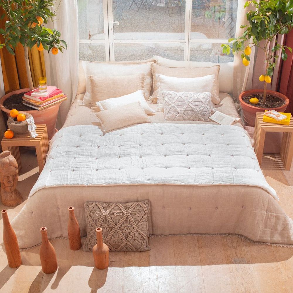 Throw blankets - Etamine Sofa Cover 90X200 Cm Etamine 2 Blanc - EN FIL D'INDIENNE...