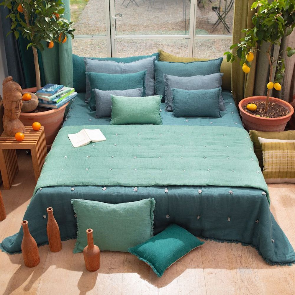 Throw blankets - Etamine Sofa Cover 90X200 Cm Etamine 2 Celadon - EN FIL D'INDIENNE...