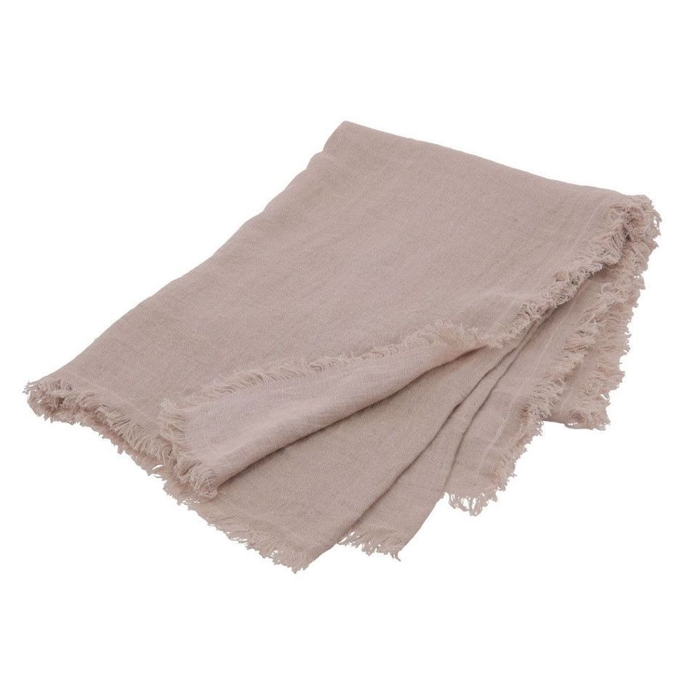 Plaids - Jetée de lit ETAMINE en lin 220x240 cm ETAMINE 2 POUDRE - EN FIL D'INDIENNE...