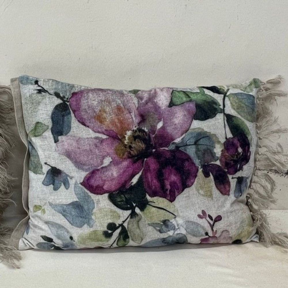 Fabric cushions - FLORA cushion 40x55cm cover FLORA ECRU - EN FIL D'INDIENNE...