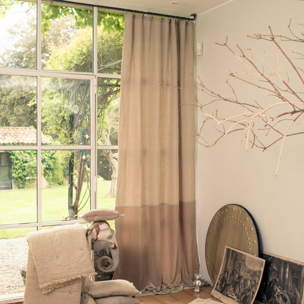 Rideaux et voilages - FORTUNA DUO Rideau en velours de soie et lin 140x300 cm BEIGE - EN FIL D'INDIENNE...