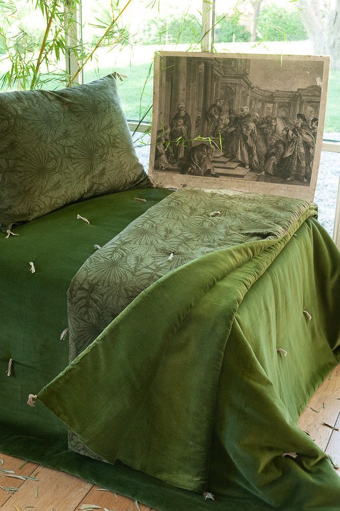 Curtains and window coverings - Goa Sofa Cover 90X200 Cm Olive - EN FIL D'INDIENNE...