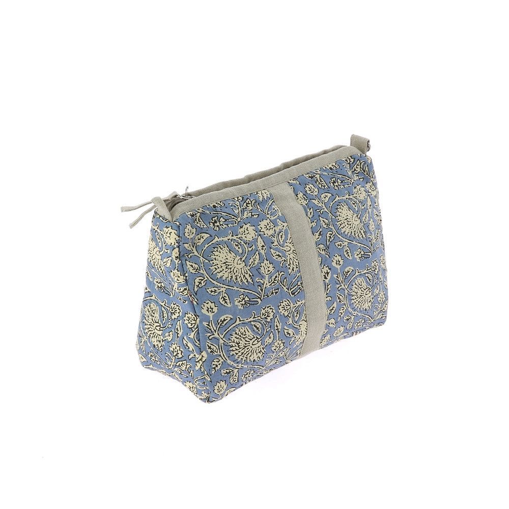 Coussins textile - INDIENNE Trousse de toilette 18X26X12 cm INDIENNE DENIM FEUILLE - EN FIL D'INDIENNE...