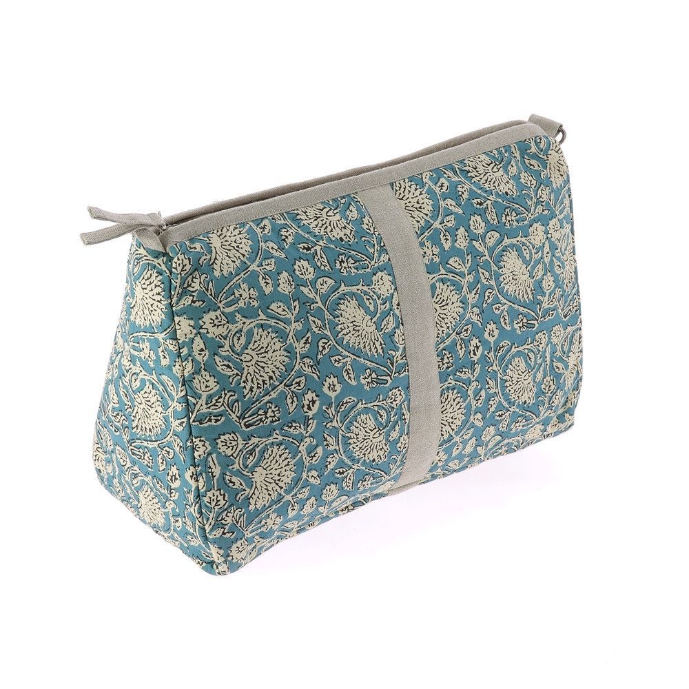 Fabric cushions - Indienne Vanity Clutch Xl 34X22X15 Cm Indienne Canard - EN FIL D'INDIENNE...