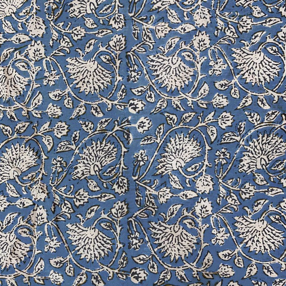 Bed linens - Indienne Voil 145X280 Cm Indienne Denim Feuille - EN FIL D'INDIENNE...