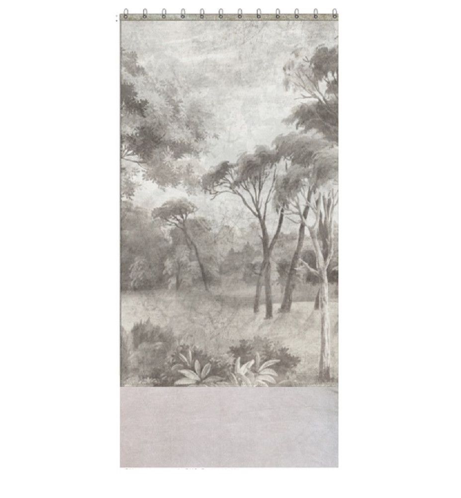 Curtains and window coverings - Manosque Duo Curtain In Printed Linen Monochrome And Ananbo Velvet 140X280 Cm M - EN FIL D'INDIENNE...