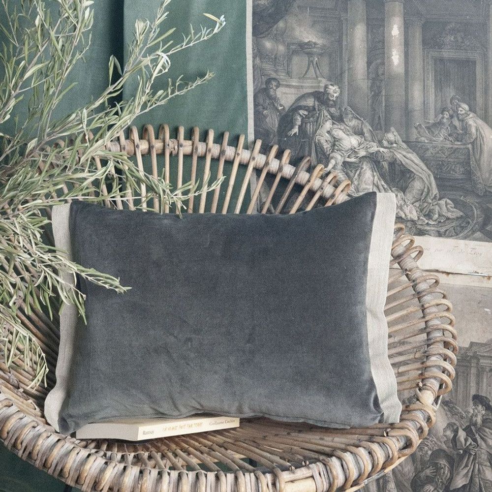 Coussins textile - MEDICIS coussin 35x50cm housse MEDICIS ANTHRACITE - EN FIL D'INDIENNE...