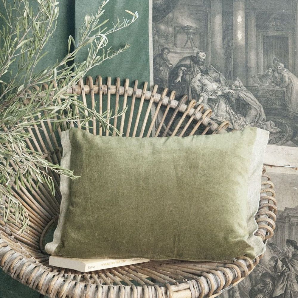 Fabric cushions - MEDICIS Cushion cover 35x50 cm MEDICIS MOUSSE - EN FIL D'INDIENNE...