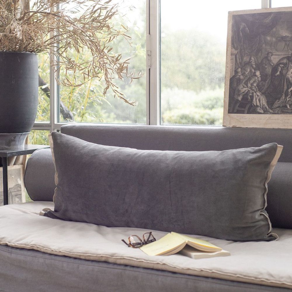 Fabric cushions - Medicis Cushion Cover 45X100 Cm Medicis Anthracite - EN FIL D'INDIENNE...