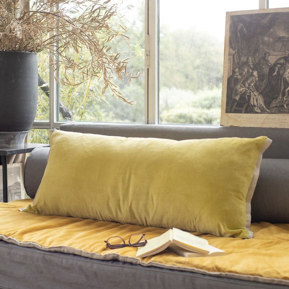 Fabric cushions - Medicis Cushion Cover 45X100 Cm Medicis Citron - EN FIL D'INDIENNE...