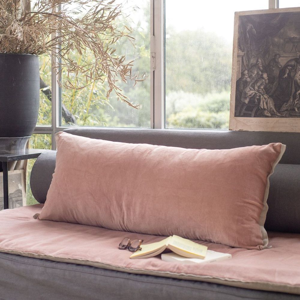 Coussins textile - MEDICIS coussin 45x100cm housse MEDICIS ROSE POUDRE - EN FIL D'INDIENNE...