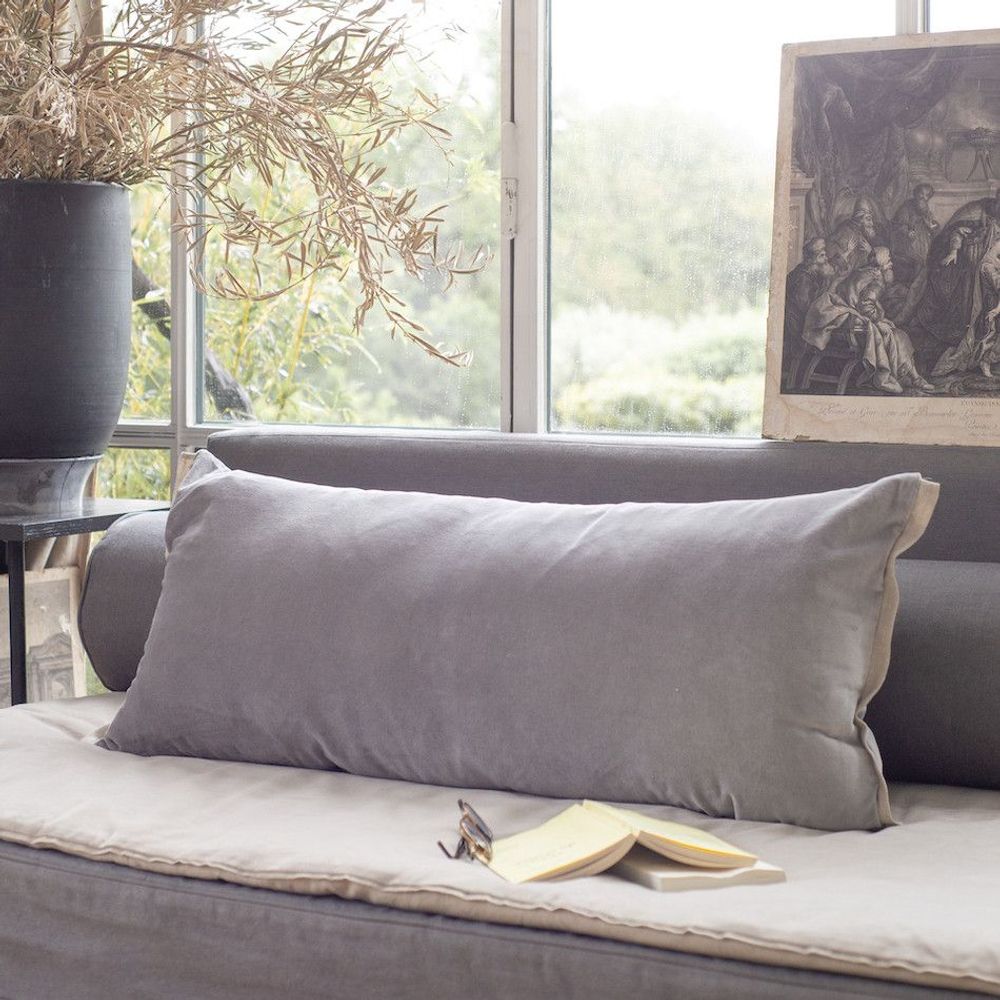 Coussins textile - MEDICIS coussin 45x100cm housse MEDICIS SOURIS - EN FIL D'INDIENNE...