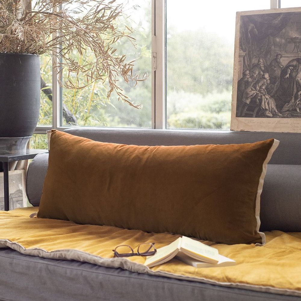 Coussins textile - MEDICIS coussin 45x100cm housse MEDICIS TAUPE - EN FIL D'INDIENNE...