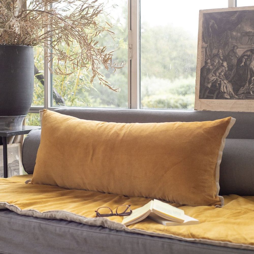 Fabric cushions - Medicis Cushion Cover 45X100 Cm Medicis Tabac - EN FIL D'INDIENNE...