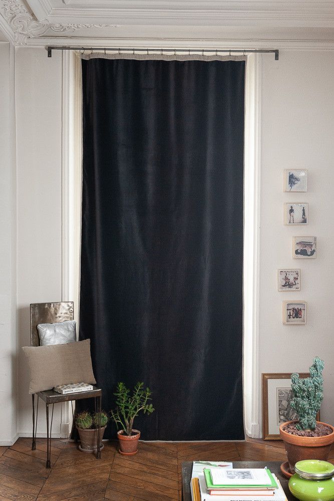 Curtains and window coverings - MEDICIS BELUGA cotton velvet blackout curtain 130x280cm - EN FIL D'INDIENNE...