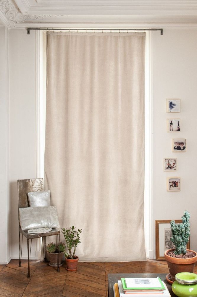 Curtains and window coverings - MEDICIS cotton velvet blackout curtain 130x280cm ECRU - EN FIL D'INDIENNE...