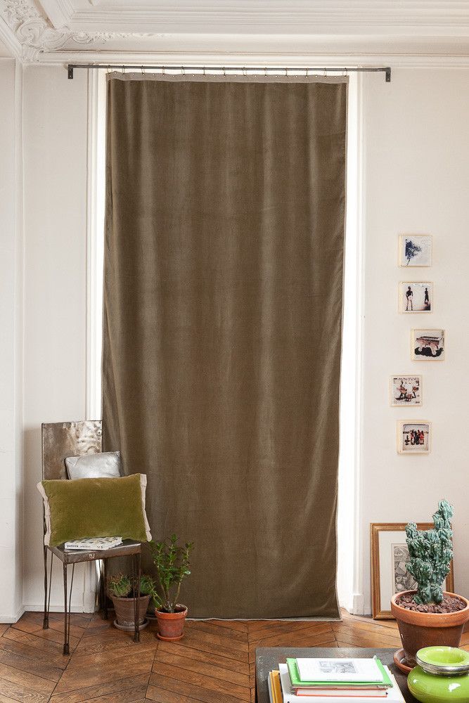 Rideaux et voilages - MEDICIS rideau occultant en velours de coton 130x280cm MOUSSE - EN FIL D'INDIENNE...