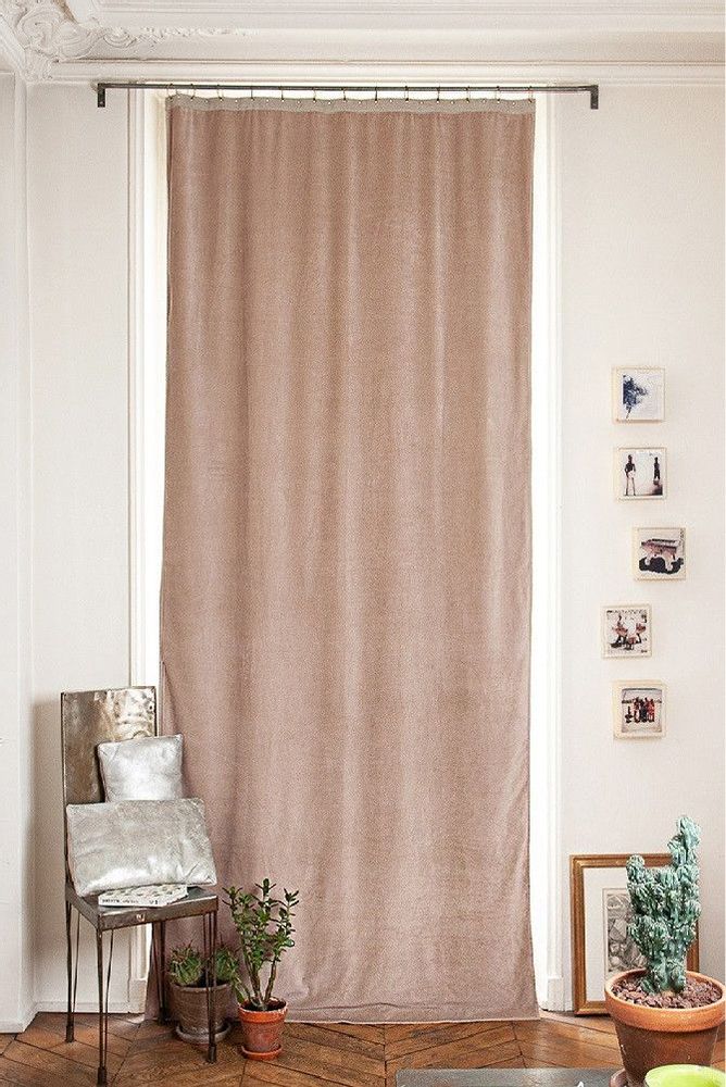 Curtains and window coverings - MEDICIS cotton velvet blackout curtain 130x280cm SABLE - EN FIL D'INDIENNE...