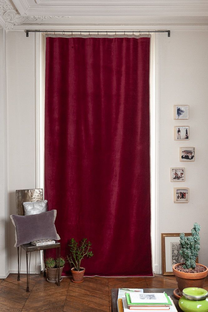 Curtains and window coverings - MEDICIS cotton velvet blackout curtain 130x280cm TERRE ROUGE - EN FIL D'INDIENNE...
