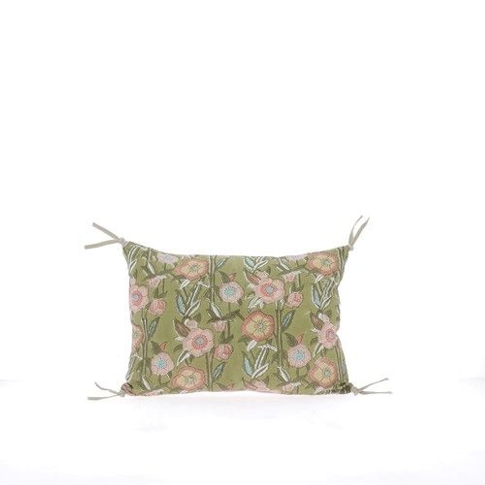 Fabric cushions - Pensee Summer Cushion Cover 25X35 Cm Pensees Coton Kaki - EN FIL D'INDIENNE...