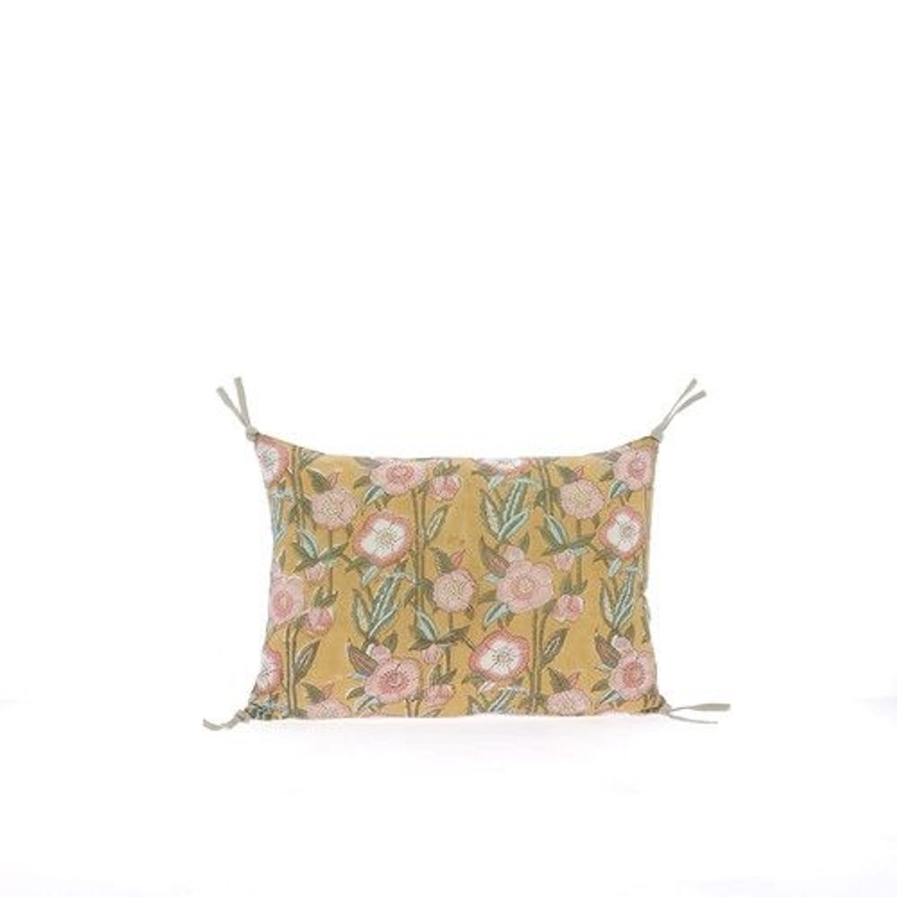Fabric cushions - Pensee Summer Cushion Cover 25X35 Cm Pensees Coton Ocre - EN FIL D'INDIENNE...