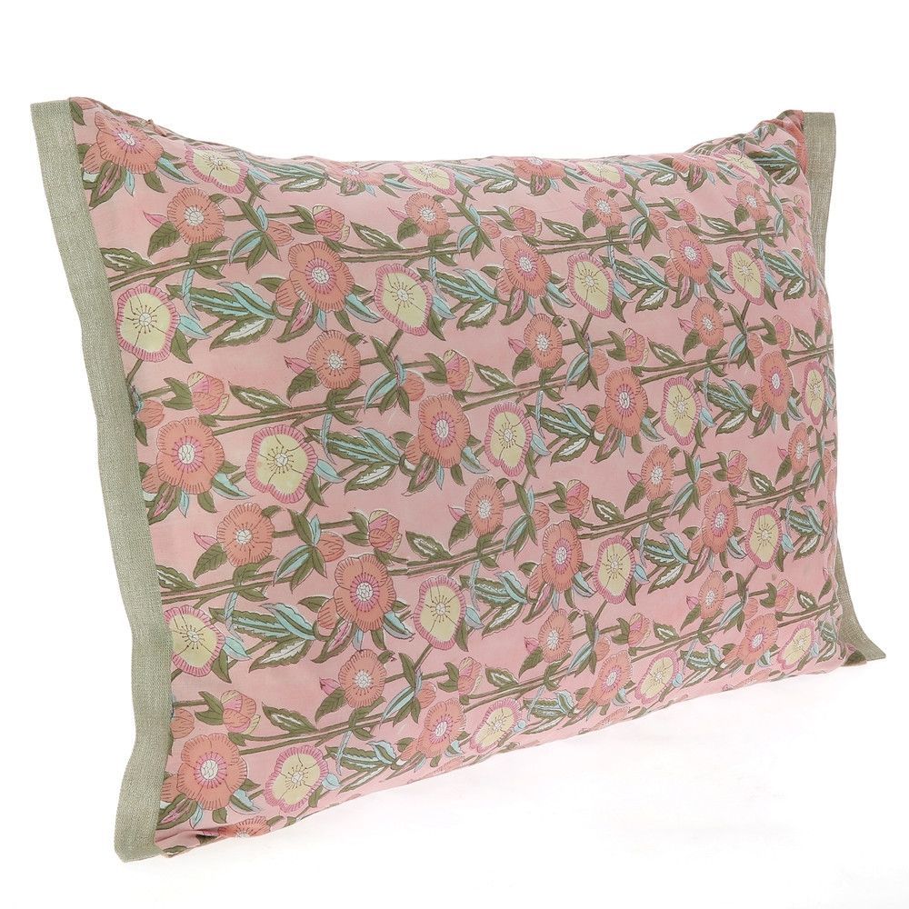 Coussins textile - PENSEE Eté Housse de coussin 50x75 cm PENSEES COTON POUDRE - EN FIL D'INDIENNE...