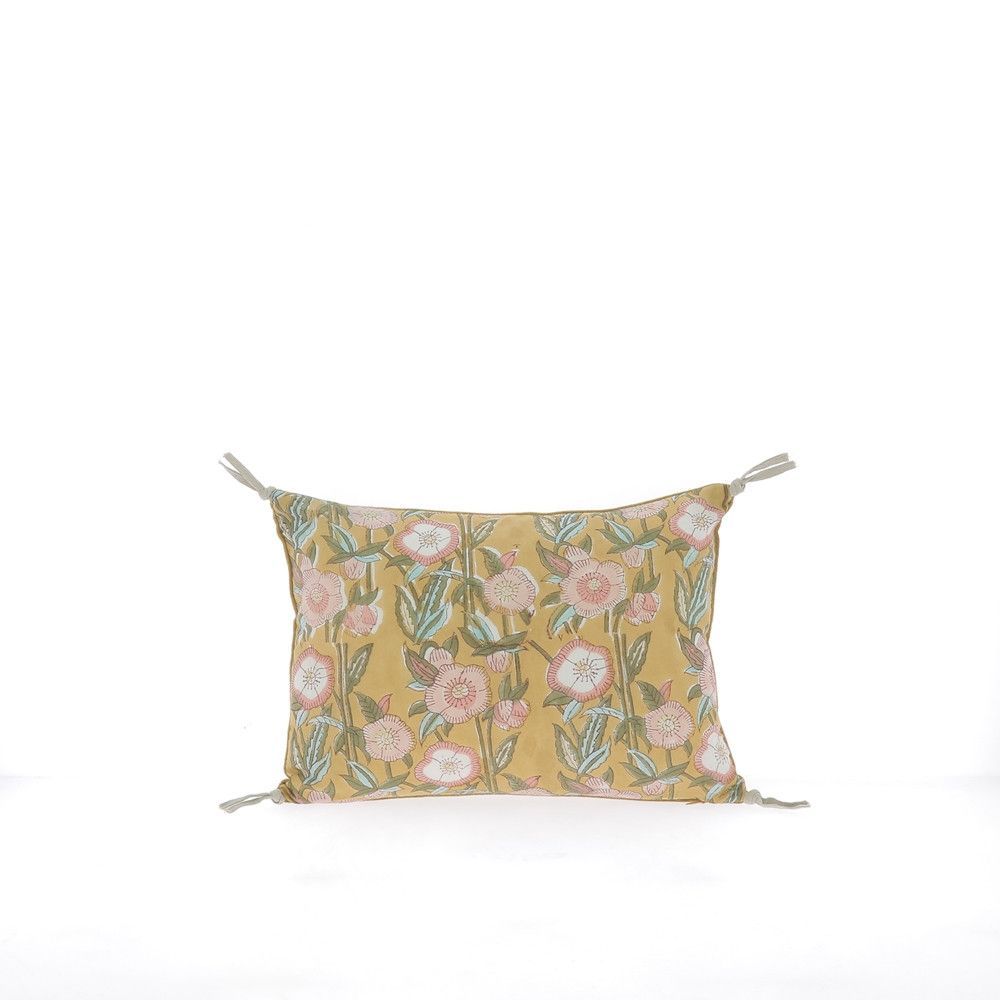 Coussins textile - PENSEE VELOURS Housse de coussin 25x35 cm PENSEES VELOURS TABAC - EN FIL D'INDIENNE...