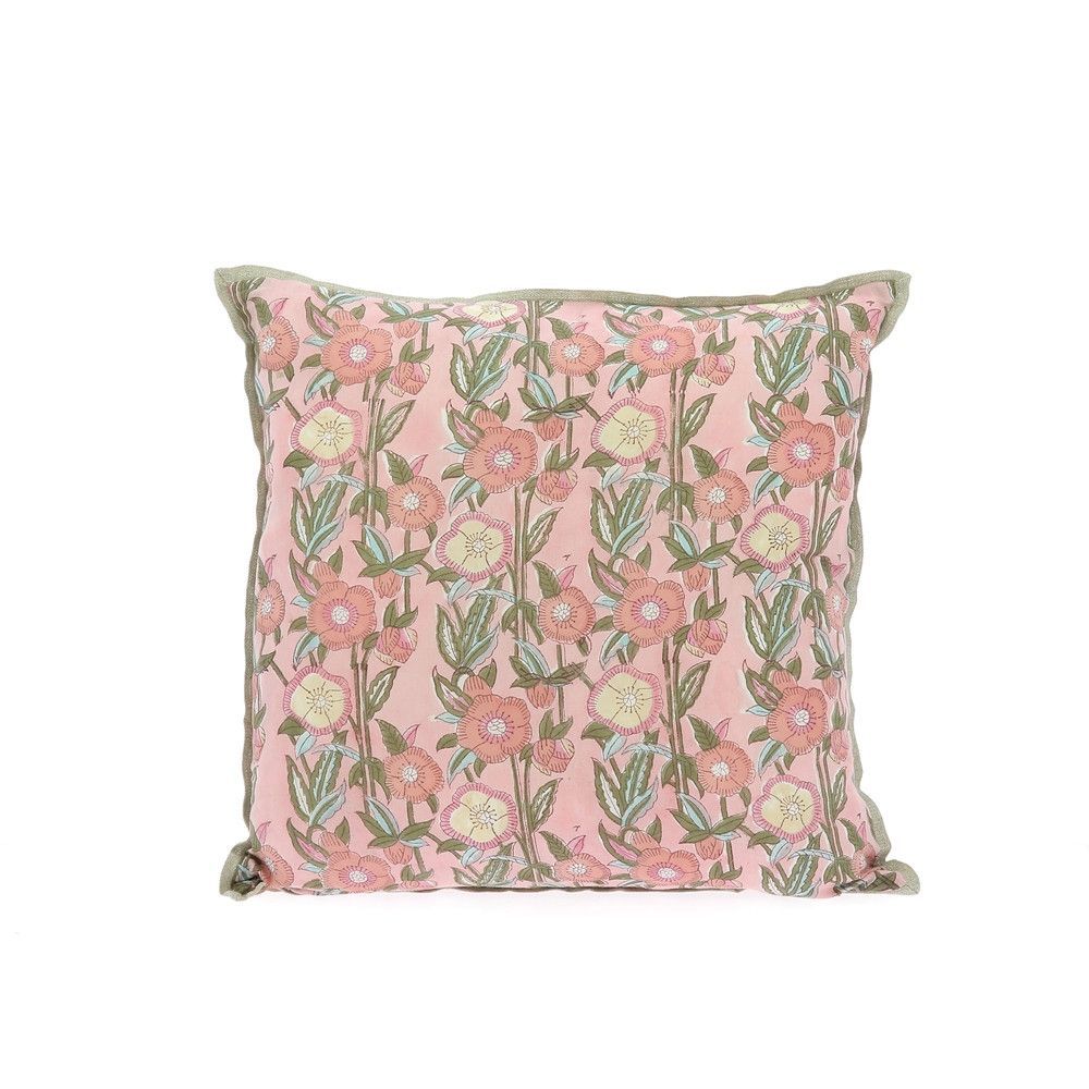 Coussins textile - PENSEE VELOURS Housse de coussin 45x45 cm PENSEES VELOURS POUDRE - EN FIL D'INDIENNE...