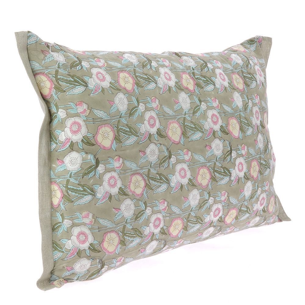 Coussins textile - PENSEE VELOURS Housse de coussin 50x75 cm PENSEES VELOURS BEIGE - EN FIL D'INDIENNE...