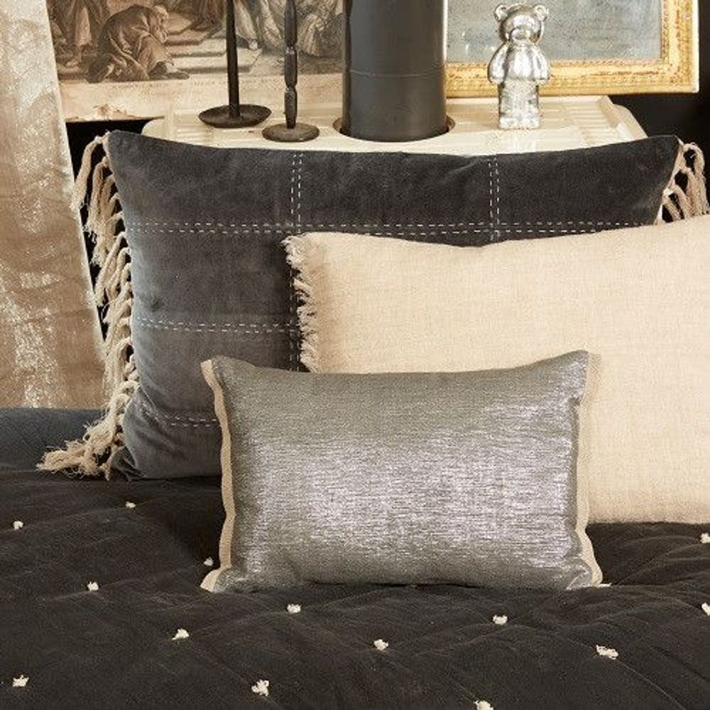 Coussins textile - PLATINE Housse de coussin 30X45 cm PLATINE MERCURE - EN FIL D'INDIENNE...
