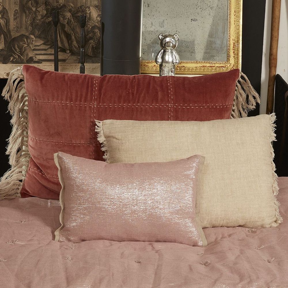 Fabric cushions - Platine Cushion Cover 30X45 Cm Platine Poudre - EN FIL D'INDIENNE...