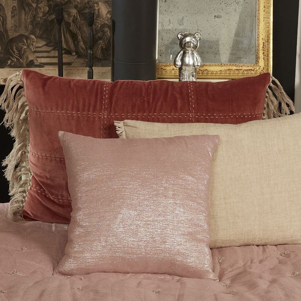 Coussins textile - PLATINE Housse de Coussin 45x45 cm PLATINE POUDRE - EN FIL D'INDIENNE...