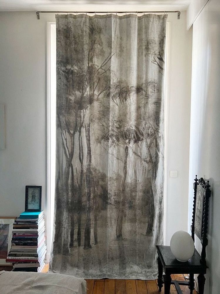 Curtains and window coverings - MANOSQUE velvet curtain 140x300cm - Panel N° 1 MANOSQUE ECRU - EN FIL D'INDIENNE...