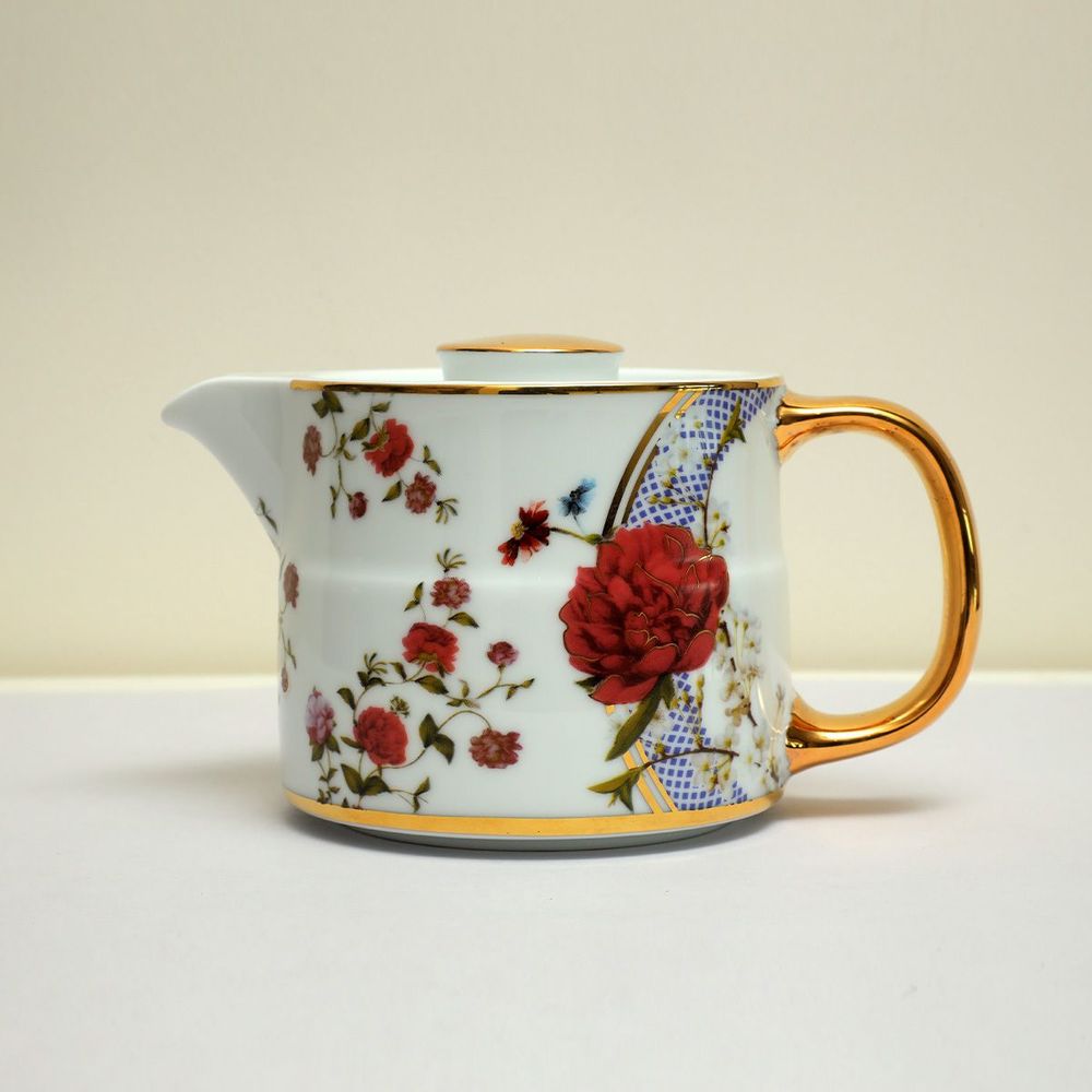 Tea and coffee accessories - Victorian Romance Printed Kettle BIG - SOKA DESIGN STUDIO TABLEWARE
