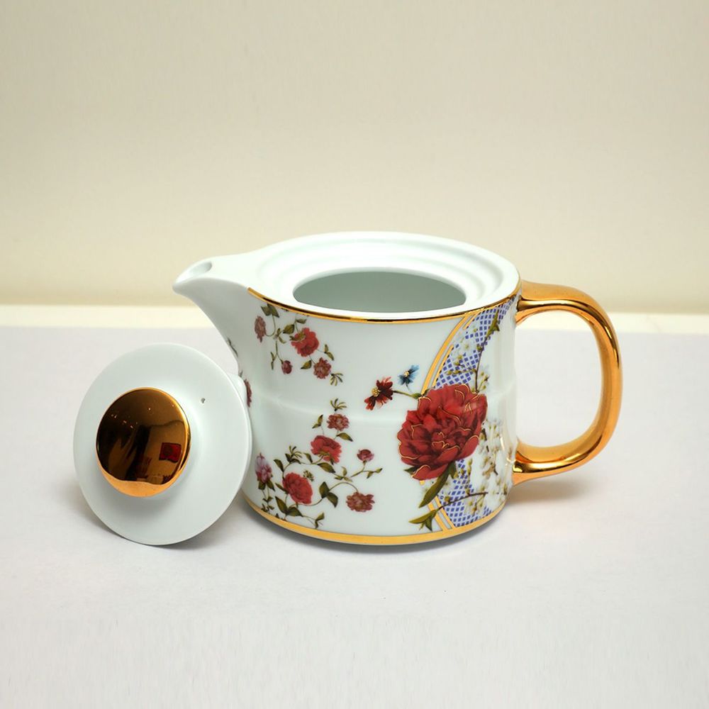 Tea and coffee accessories - Victorian Romance Printed Kettle BIG - SOKA DESIGN STUDIO TABLEWARE