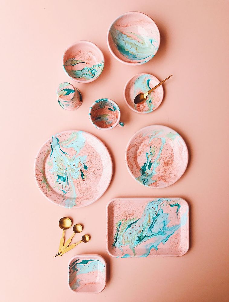 Assiettes au quotidien - New Marble Collection - BORNN ENAMELWARE