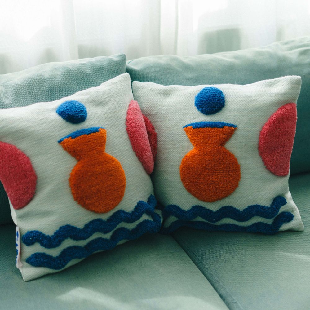 Cushions - Orange Vase Cushion Cover - COLORTHERAPIS