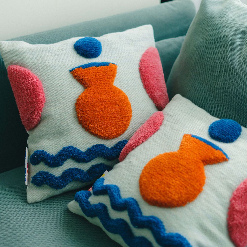 Cushions - Orange Vase Cushion Cover - COLORTHERAPIS