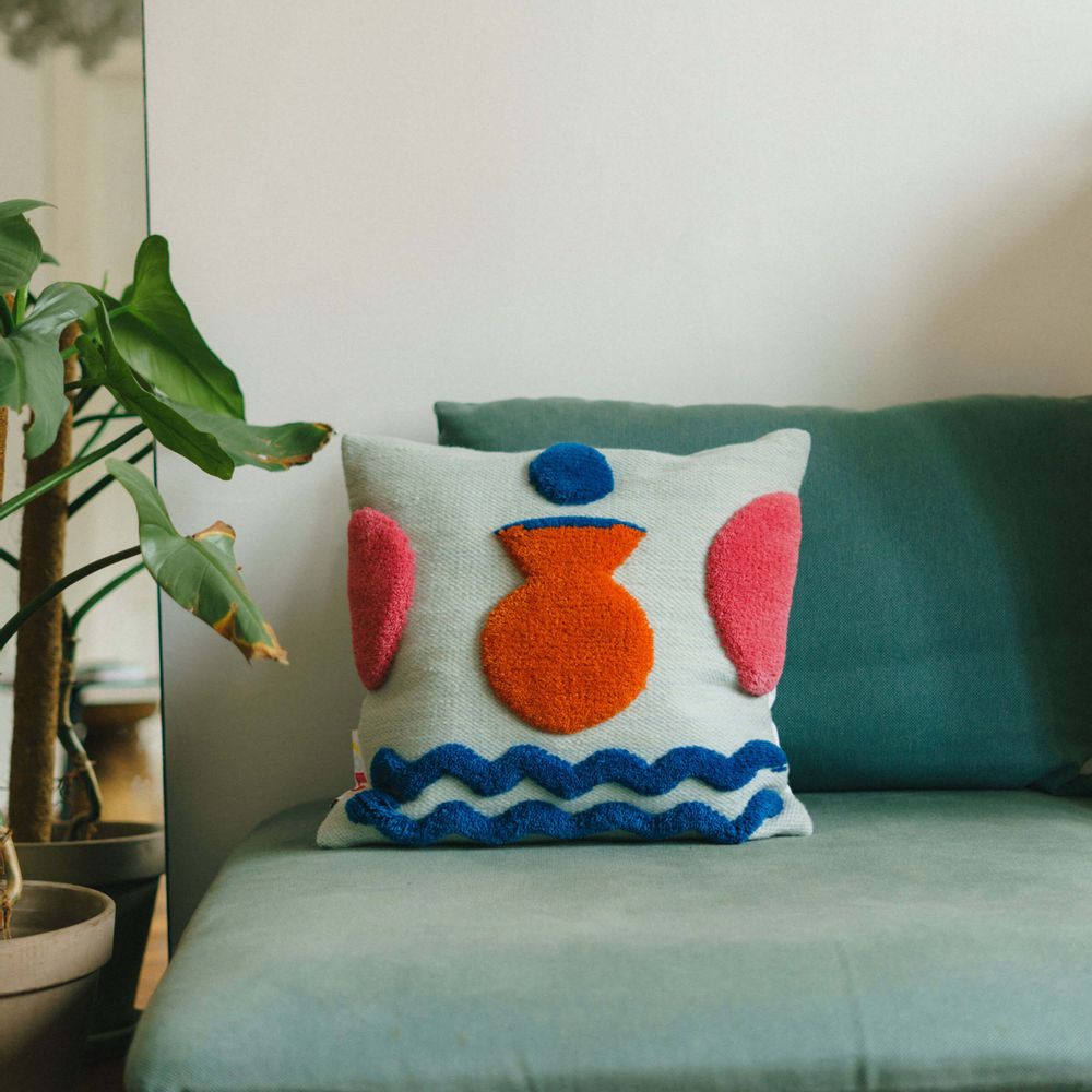 Cushions - Orange Vase Cushion Cover - COLORTHERAPIS