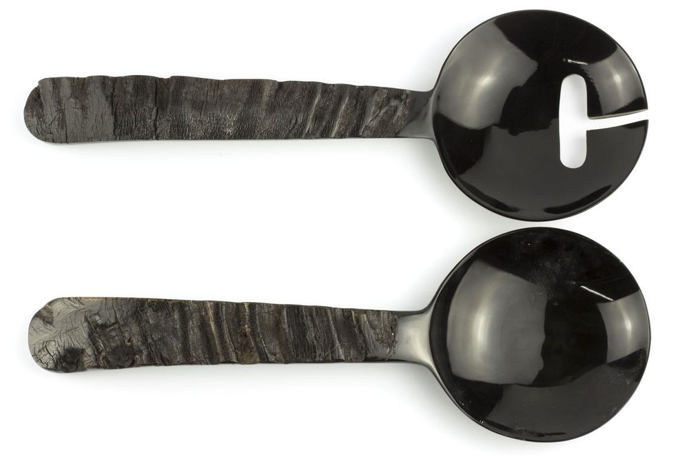 Kitchen utensils - Salad servers with raw horn handles - L INDOCHINEUR X RIVÊT