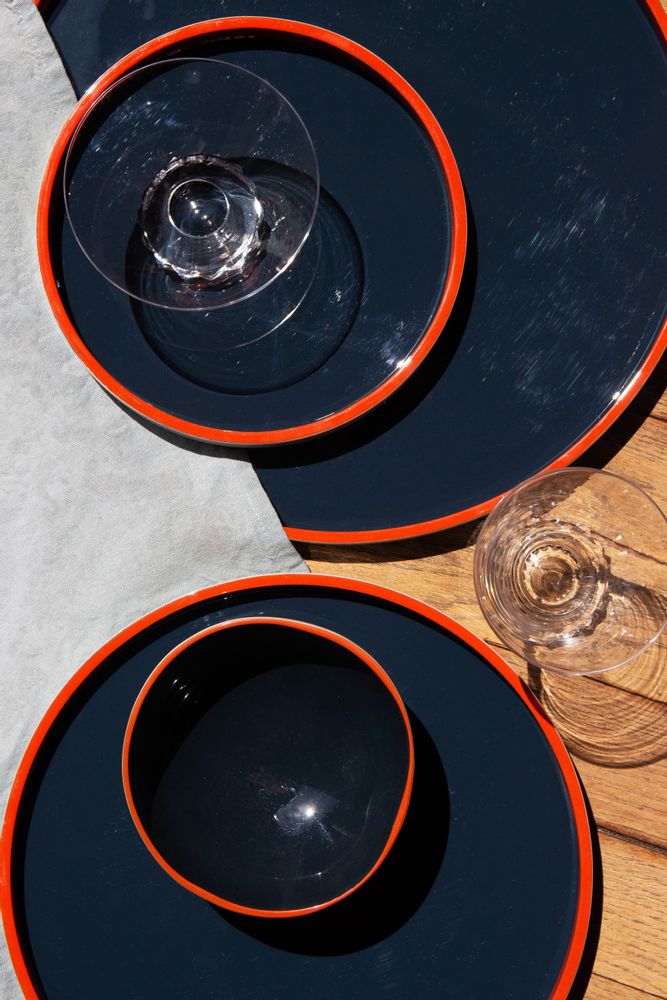Decorative objects - Set of 3 round wood and lacquer trays - L INDOCHINEUR X RIVÊT