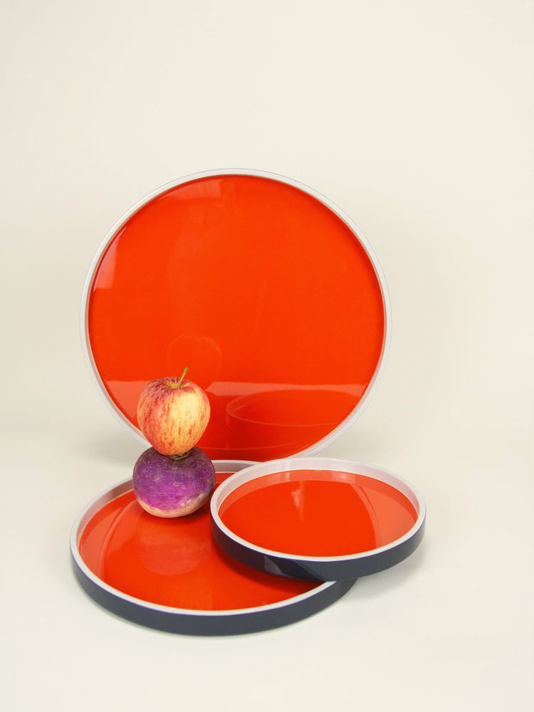 Decorative objects - Set of 3 round wood and lacquer trays - L INDOCHINEUR X RIVÊT